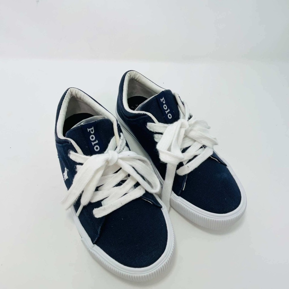Polo Ralph Lauren Elmwood Navy Blue Canvas Sneakers Kids Size 13.5 Preppy School